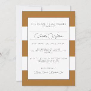 Invitation Baby shower rayé orange brûlé