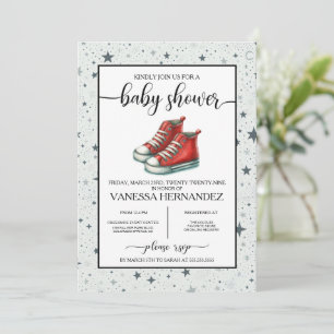 Invitation Baby shower Red Baby High Tops