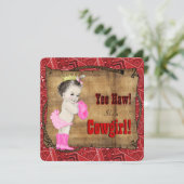 Invitation Baby shower Red Bandana Cowgirl (Debout devant)