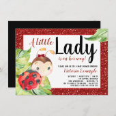 Invitation Baby shower Red Black Ladybug (Devant / Derrière)