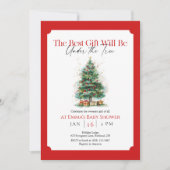 Invitation Baby shower Red Christmas Tree (Devant)