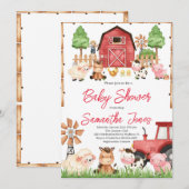 Invitation Baby shower Red Farm Animaux (Devant / Derrière)