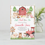 Invitation Baby shower Red Farm Animaux (Debout devant)