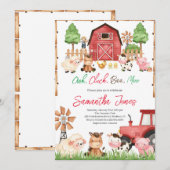 Invitation Baby shower Red Farm Animaux (Devant / Derrière)