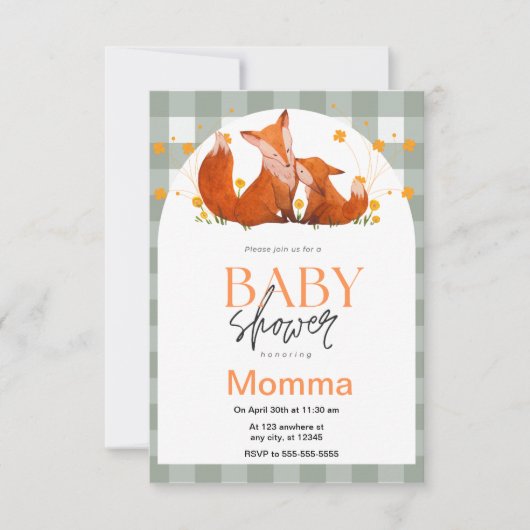 Invitation Baby shower Red Fox (Devant)