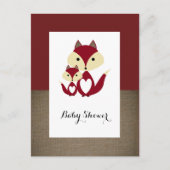 Invitation Baby shower Red Fox Burlap (Devant)