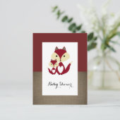 Invitation Baby shower Red Fox Burlap (Debout devant)