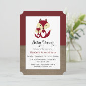 Invitation Baby shower Red Fox Burlap (Debout devant)
