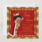 Invitation Baby shower Red Gold Afro Prince (Devant)