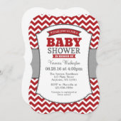 Invitation Baby shower Red Grey Chevron (Devant / Derrière)