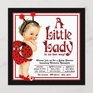 Invitation Baby shower Red Ladybug de la petite fille mignonn