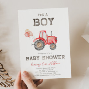 Invitation Baby shower Red Tractor