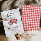 Invitation Baby shower Red Tractor
