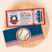 Invitation Baby shower Red Vintage Baseball Ticket Couples