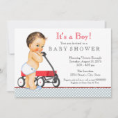 Invitation Baby shower Red Wagon (Devant)