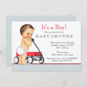 Invitation Baby shower Red Wagon (Devant / Derrière)