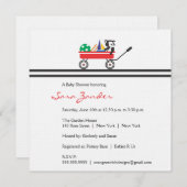 Invitation Baby shower Red Wagon (Devant / Derrière)