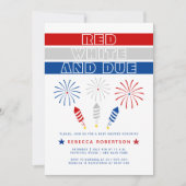 Invitation Baby shower Red White 4 juillet pétards (Devant)