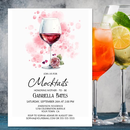 Invitation Baby shower Red Wine Mocktails