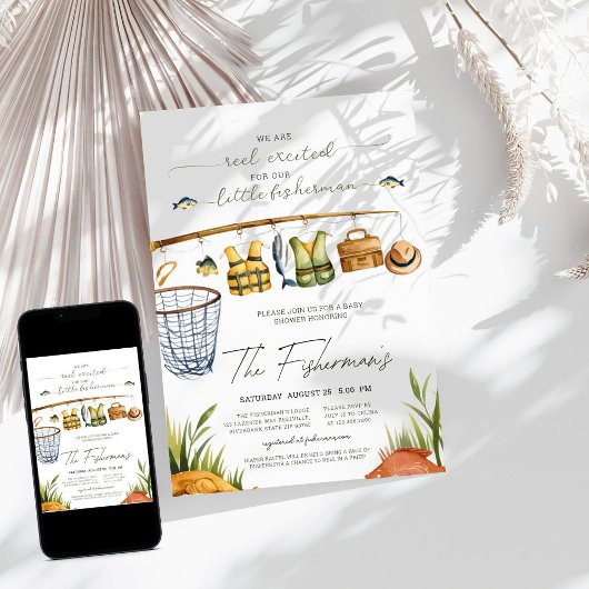 Invitation Baby shower Reel Boy Little Fisherman