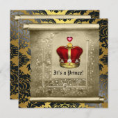 Invitation Baby shower Regal Royal Red Prince (Devant / Derrière)
