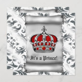 Invitation Baby shower Regal Royal Red Prince (Devant / Derrière)