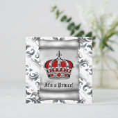 Invitation Baby shower Regal Royal Red Prince (Debout devant)