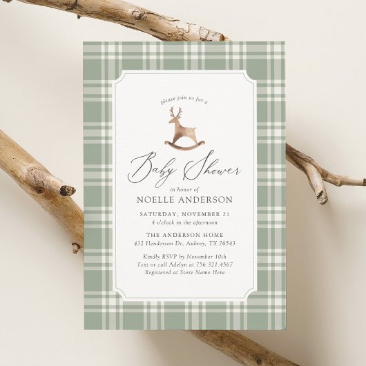 Invitation Baby shower Reindeer Noël d'hiver