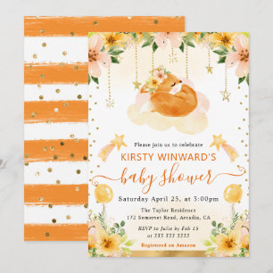 Invitation Baby Shower Renard Floral Mignon Aquarelle sur Nua