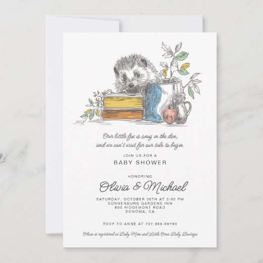 Invitation Baby Shower Renard Mignon (Devant)