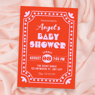Invitation Baby shower rétro amusant