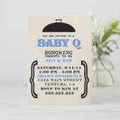 Invitation Baby shower Retro BaBy Q (Debout devant)