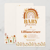 Invitation Baby shower Retro Boho (Devant / Derrière)