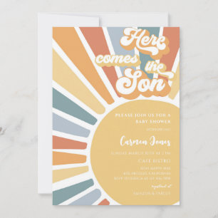 Invitation Baby Shower Rétro Boho Soleil