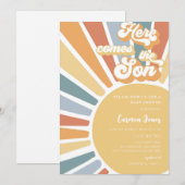 Invitation Baby Shower Rétro Boho Soleil (Devant / Derrière)