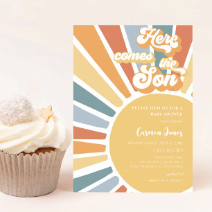 Invitation Baby Shower Rétro Boho Soleil