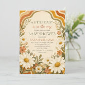 Invitation Baby Shower Rétro Daisy (Debout devant)