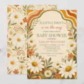 Invitation Baby Shower Rétro Daisy (Devant / Derrière)