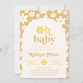 Invitation Baby shower Retro Daisy | Bébé rétro (Devant)