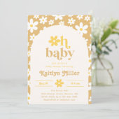 Invitation Baby shower Retro Daisy | Bébé rétro (Debout devant)