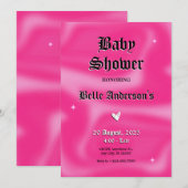 Invitation Baby shower rétro de Bruxelles rose y2k (Devant / Derrière)