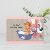 Invitation Baby shower rétro des années 1940 (Debout devant)