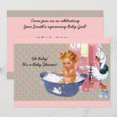 Invitation Baby shower rétro des années 1940 (Devant / Derrière)