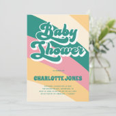 Invitation Baby shower rétro Disco Super (Debout devant)