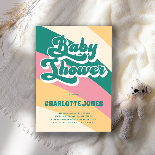 Invitation Baby shower rétro Disco Super