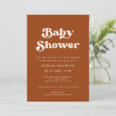 Invitation Baby shower rétro élégant Burnt Orange (Debout devant)