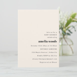 Invitation Baby Shower Rétro Gras Typographie Moderne Ivoire