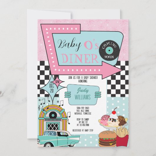 Invitation Baby shower Retro les années 50 (Devant)
