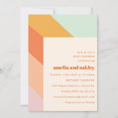 Invitation Baby shower Retro Mint Orange Boho Stripes Couples (Devant)