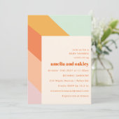 Invitation Baby shower Retro Mint Orange Boho Stripes Couples (Debout devant)